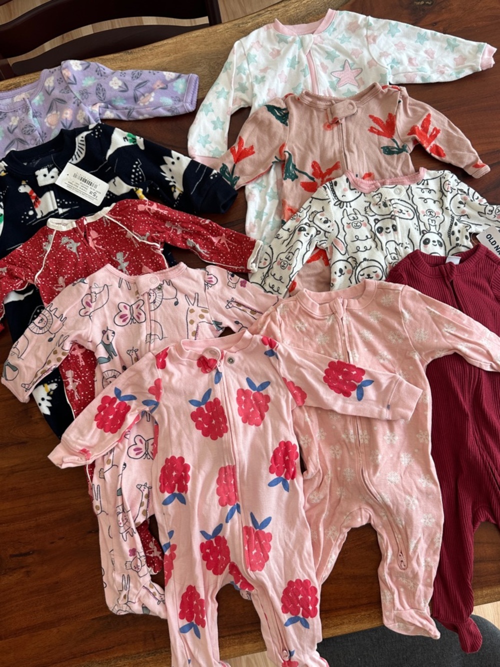 Bundle of 3-6m Baby Girls Footed Pajamas